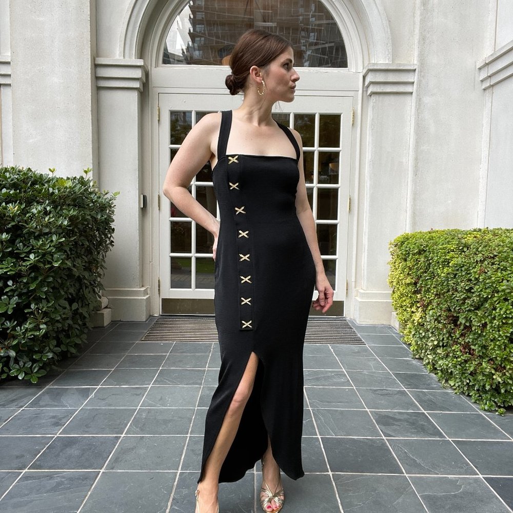 Vintage 1980's Knit Gown with Rhinestone Detail